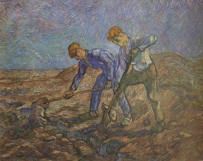 Vincent Van Gogh Two Peasants Digging (nn04) oil painting image
